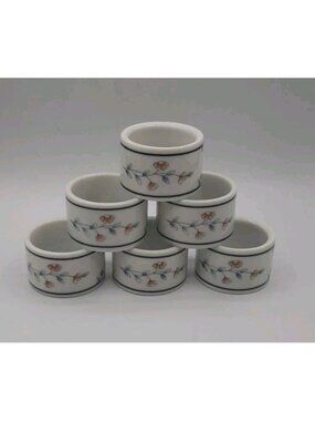 Vintage Princess House Heritage Blossom Napkin Rings Set Of 6 Porcelain Japan
